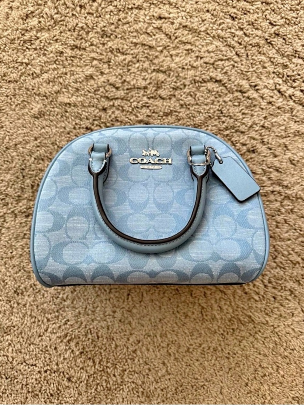 Coach Light Blue Signature Dome Mini Satchel